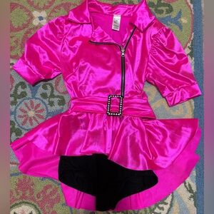 COSTUME Vibrant Pink Dress with Belt and Zipper/2 Piece
